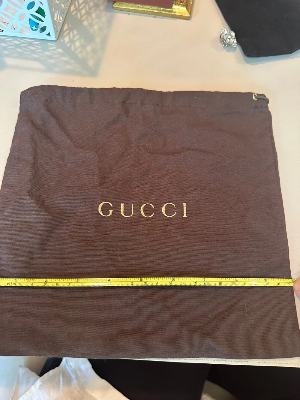 Gucci Brown and Gold Cotton Branded Dust Bag